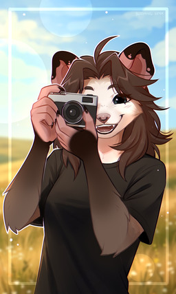 anthro biped camera claws clothed clothed_anthro clothed_female clothing fangs female fingers front_view hair smile solo standing teeth tongue bloominglynx american_opossum mammal marsupial 2026 digital_drawing_(artwork) digital_media_(artwork) hi_res