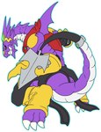 anthro armor black_sclera blade claws headgear helmet male purple_body solo tail tail_blade weapon_tail wings wsdigi bandai_namco digimon arresterdramon digimon_(species) hi_res