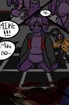 anthro blood bodily_fluids death dialogue female group machine male text young renee-moonveil five_nights_at_freddy's scottgames bonnie_(fnaf) fan_character mike_schmidt_(fnaf) animatronic lagomorph leporid mammal rabbit robot 2014 english_text