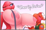 anthro areola big_breasts black_border blue_eyes border breast_play breast_suck breasts duo eyes_closed female huge_breasts male male/female nipples one_eye_closed pink_areola pink_nipples simple_background smile sucking text bds_charmeleon nintendo pokemon calida dorian_(bds_charmeleon) charmeleon generation_1_pokemon pokemon_(species) 2023 digital_media_(artwork) english_text hi_res