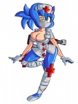 anthro big_breasts blue_hair breasts cleavage clothed clothing cosplay crossgender eye_patch eyewear female green_eyes hair holidays mtf_crossgender nurse solo missphase sega skullgirls sonic_the_hedgehog_(series) sonic_the_hedgehog valentine_(skullgirls) eulipotyphlan hedgehog mammal