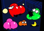 big_butt butt dot_eyes female green_body group huge_butt looking_at_viewer looking_back male not_furry orange_body pink_body red_body yellow_body superiorfox pac-man_(series) blinky_(pac-man) clyde_(pac-man) funky_(pac-man) pac-man pinky_(pac-man) ghost pac-person spirit