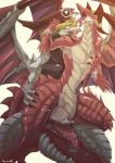 claws duo female feral genitals heart_symbol horn male male/female penis red_body red_scales scales sex tail tongue wings h_rt2 cygames dragalia_lost european_mythology mythology nintendo brunhilda_(dragalia_lost) dragon mythological_creature mythological_scalie scalie western_dragon 2019 hi_res