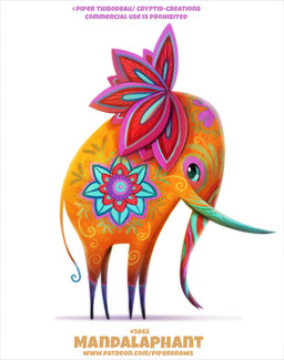 ambiguous_gender blue_body blue_eyes feral flower flower_ears green_body humor mandala orange_body plant pun purple_body red_body simple_background solo text tusks visual_pun white_background piper_thibodeau elephant elephantid mammal proboscidean digital_media_(artwork) digital_painting_(artwork) english_text painting_(artwork) url