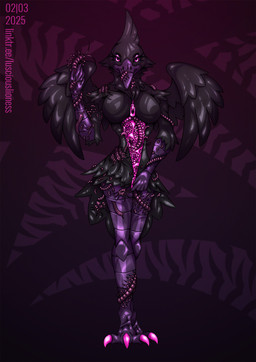 anthro bedroom_eyes black_body black_skin breasts claws clothing feathers feet female hollow_body infestation latex latex_clothing looking_at_viewer narrowed_eyes nude parasite pink_eyes seductive simple_background slim slim_anthro slim_female smile solo tail talons toe_claws toes unusual_anatomy zipper lusciouslioness eclipse_(lusciouslioness) animate_inanimate arachnid arthropod avian bird blattodean centipede cockroach corvid corvus_(genus) gastropod insect larva latex_creature living_clothing living_latex maggot millipede mollusk myriapod oscine passerine raven slug spider digital_media_(artwork) hi_res