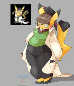 anthro black_bottomwear black_clothing black_ears black_pants black_tail blush blush_stickers bottomwear brown_hair clothed clothing coat cosplay_pikachu_(costume) dipstick_ears ear_markings eyewear female fur glasses green_clothing green_shirt green_topwear hair hat headgear headwear lab_coat long_ears long_tail multicolored_ears pants pigtails red_cheeks round_glasses shirt slightly_chubby slightly_chubby_female spiral_glasses tail thick_thighs topwear two_tone_ears two_tone_tail yellow_body yellow_ears yellow_fur yellow_tail jurynav nickelodeon nintendo pokemon spongebob_squarepants cosplay_pikachu_(character) patrick_star pikachu_ph._d bellsprout generation_1_pokemon pikachu pokemon_(species) hi_res reference_image