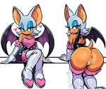 anthro anus armwear boots breasts butt cleavage clothed clothing elbow_gloves eyeshadow female footwear fur genitals gloves handwear heart_symbol high_heeled_boots high_heels looking_at_viewer makeup narrowed_eyes pussy shoes simple_background smile white_body white_fur wings luz_dreaw sega sonic_the_hedgehog_(series) rouge_the_bat bat mammal hi_res signature