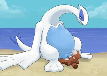 angry angry_sex anthro beach bodily_fluids duo female female_on_top feral genitals hot_dog_down_a_hallway larger_female male male/female on_top open_mouth overweight overweight_female plump_labia sex sex_on_the_beach size_difference smaller_male sweat sweatdrop vulva konen nintendo pokemon ailurid generation_2_pokemon legendary_pokemon lugia mammal pokemon_(species) red_panda signature