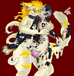 absorption_vore animal_genitalia animal_penis anthro anthro_on_anthro balls breast_grab breasts dark duo erection female female_penetrated female_prey forced from_behind_position front_view genitals goo-connected_lips goo_transformation hand_on_breast hybrid_genitalia hybrid_penis knot male male/female male_penetrating male_penetrating_female male_pred melting merging nipples nude penetration penile penile_penetration penile_spines penis penis_in_vagina raised_leg rape red_background sex simple_background slime squish standing standing_sex tail takeover thick_thighs transformation vaginal vaginal_penetration vore vulva what shikaro canid canine felid goo_creature jaguar mammal pantherine digital_media_(artwork)