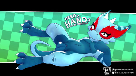 abstract_background anthro blue_body blue_fur blue_scales claws digitigrade feet female fingering fingering_self flat_chested freckled_face freckles fur genitals half-closed_eyes hand_on_face hand_on_head horn logo looking_at_viewer lying masturbation narrowed_eyes nude on_side scales simple_background smile solo tail teeth text toe_claws vaginal vaginal_fingering vaginal_masturbation vulva tatsubold tatsu_(tatsubold) kobold scalie 16:9 3d_(artwork) 3d_animation animated artist_logo artist_name colored digital_media_(artwork) english_text hi_res loop no_sound short_playtime signature url video widescreen