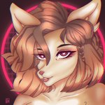 anthro blinking blinking_icon brown_body brown_fur brown_hair female fur hair makeup neon pink_hair pink_nose solo pplpvtr 1:1 animated icon low_res short_playtime subtle_animation