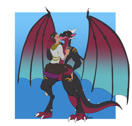 animal_genitalia anthro bodily_fluids carrying_another carrying_partner carrying_position claws clothing dripping drooling duo french_kissing genital_fluids genital_slit genitals hoodie kissing larger_male long_tongue male male/male penis precum precum_drip rodyar saliva size_difference species_transformation surprised tail tongue topwear torn_clothing transformation wet narusewolf blizzard_entertainment european_mythology mythology warcraft dracthyr dragon human humanoid mammal mythological_creature mythological_scalie scalie western_dragon