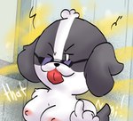 anthro areola breasts eyewear female female_anthro nipples nude one_eye_closed solo sunglasses tongue tongue_out ugly-rat15508 dogs_in_space netflix nomi_(dogs_in_space) canid canine canis domestic_dog mammal hi_res