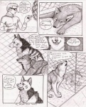 canid canine canis clothed clothing comic coop_(wrng) dialogue digitigrade english_text feral fur graphite_(artwork) greyscale group human male mammal monochrome natsume_(wrng) natsumewolf oz_(wrng) pencil_(artwork) quadruped rikku text traditional_media_(artwork) wolf wolf's_rain wolf's_rain_next_generation