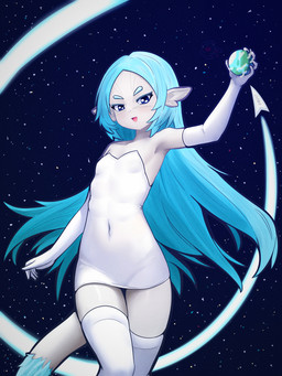 6_breasts anthro blue_eyes blue_hair breasts clothing female hair legwear long_hair multi_breast planet small_breasts solo space stockings tail warp_arrow_(votv) whiskers shomo voices_of_the_void aquatic ariral felid mammal 3:4 absurd_res hi_res portrait three-quarter_portrait
