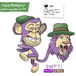 1:1 2022 aipom anthro beanie bodily_fluids bored_ape_yacht_club clothing english_text fakemon fedora felid fur generation_2_pokemon haplorhine hat headgear headwear hi_res humor lazy_lions lion male mammal mane meme monkey narrowed_eyes nft nft_lion nft_monkey nintendo open_mouth pantherine parody pokemon pokemon_(species) primate rage_comic saliva shitpost simple_background solo teeth text tongue tongue_out tuft what what_has_science_done where_is_your_god_now white_background why woodenplankstudios