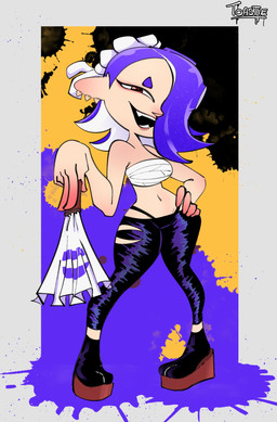 black_bottomwear black_clothing black_footwear black_pants black_socks blue_hair bottomwear chest_wraps clothing ear_piercing eyelashes female footwear front_view hair hair_over_eye hand_on_hip holding_fan humanoid_pointy_ears looking_at_viewer narrowed_eyes navel open_mouth open_smile pants piercing pointy_ears pseudo_hair red_eyes smile socks solo tan_body tan_skin tentacle_hair tentacles thick_thighs thong_straps wide_hips wraps toastie_tv nintendo splatoon shiver_(splatoon) animal_humanoid aquatic aquatic_humanoid cephalopod cephalopod_humanoid humanoid mollusk mollusk_humanoid octarian octoling octopus_humanoid hi_res