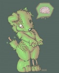 anthro bone brain chibi fur green_background green_body green_fur male missing_eye organs roadkill simple_background solo hush-a-bye canid canine mammal undead zombie 2009 4:5 digital_media_(artwork) low_res pixel_(artwork) restricted_palette