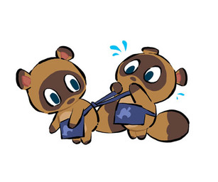 anthro apron blue_eyes brown_body brown_fur chibi clothing duo fur simple_background slightly_chubby white_background 1gusakat animal_crossing nintendo timmy_nook tommy_nook canid canine mammal raccoon_dog tanuki 2020 low_res brother_(lore) brothers_(lore) sibling_(lore) twins_(lore)