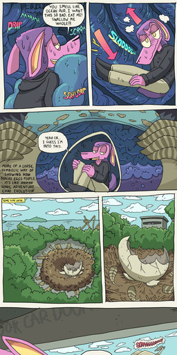 abandoned after_transformation anthro birth blue_insides blue_intestines bodily_fluids bottomwear bunker clothed clothed_anthro clothed_female clothed_male clothing dialogue duo egg feather_hands feathers female flying full_tour fully_clothed fully_clothed_anthro fully_clothed_female fully_clothed_male fur guts hair hatched hatching_from_egg inside_mouth inside_stomach internal intestines larger_female male male/female nest orange_eyes orange_inner_ear organs oviposition plant purple_body purple_fur purple_hair safe_vore sea shorts size_difference smile speech_bubble stomach stomach_acid text text_box throat torn_bottomwear torn_clothing torn_shorts tree vore vore_day_2020 water gulpspooky 8/8 vore_day seagal avian bird gull hybrid lagomorph lari larid leporid mammal rabbit 2020 absurd_res comic english_text hi_res