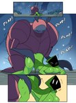 absurd_res anthro arthropod big_breasts big_butt blush breasts butt comic contact_onomatopoeia derived_sound_effect doggystyle duo eyes_closed female from_behind_position hi_res hollow_knight idolomantises impact_onomatopoeia insect male male/female ogrim_(hollow_knight) onomatopoeia phylli_(idolomantises) plap plop sex sound_effects team_cherry text