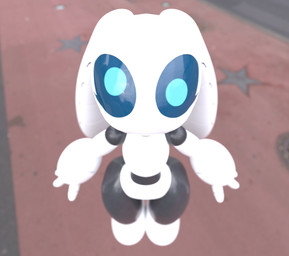 anthro big_butt biped black_body butt derp_eyes featureless_chest female gaussian_blur high-angle_view huge_ears huge_hips jagged_mouth looking_up machine screen_eyes segmented_body small_waist solo wasp_waist white_body wide_hips sharpybutts sharpy_(sharpybutts) lagomorph leporid mammal rabbit robot 2025 3d_(artwork) absurd_res digital_media_(artwork) hi_res
