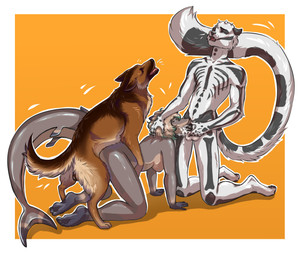 anthro bestiality bodily_fluids cum cum_in_mouth cum_inside fellatio female female_on_feral feral genital_fluids group male male/female oral penile sex spitroast trio danawolfin absurd_res hi_res