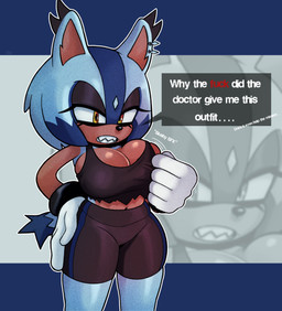 anthro big_breasts breasts bursting_breasts cleavage clothed clothing curvy_figure ear_tuft female machine markings mole_(marking) narrowed_eyes navel sharp_teeth skindentation solo spats squint tail teeth tight_clothing tuft wide_hips workout_clothing champchidi sega sonic_the_hedgehog_(series) fan_character snap_the_lynx android felid feline humanoid lynx mammal robot absurd_res hi_res