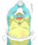 anthro ball belly big_belly blue_body blush fangs looking_at_viewer male nude obese obese_anthro obese_male open_mouth open_smile overweight overweight_anthro overweight_male skinny_dipping smile solo sport teeth text volleyball volleyball_(ball) rentcg lifewonders tokyo_afterschool_summoners makara_(tas) crocodile crocodilian reptile scalie hi_res translated