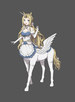 animal_ears blue_eyes blush braided_pigtails breasts clothed clothed_female clothed_taur clothing female fur gloves grey_background hair handwear hooves horn light_body light_skin long_hair medium_breasts quadruped simple_background solo tail unicorn_horn white_body white_clothing white_fur white_gloves white_handwear white_wings wings shengxiu_de_pige humanoid_taur taur winged_unicorn_taur absurd_res hi_res
