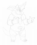 anthro belly bulge clothing humanoid_hands male moobs navel nipples one_eye_closed overweight overweight_anthro overweight_male solo underwear wink harushipanda wildstar chua mammal rodent 2019 monochrome