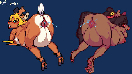 anthro birth duo female female/female live_birth vaginal_birth dmoons deltarune undertale_(series) undertale_yellow kanako_ketsukane noelle_holiday canid canine deer fox mammal animated