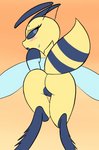 antennae_(anatomy) anthro arthropod_abdomen blush butt camel_toe female genitals half-closed_eyes insect_wings looking_at_viewer looking_back narrowed_eyes nude outline presenting presenting_hindquarters pussy raised_abdomen simple_background solo stinger wings yellow_body shinkaku little_witch_academia studio_trigger arthropod bee cupid_bee hymenopteran insect digital_media_(artwork) hi_res