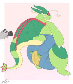 antennae_(anatomy) anthro back_wings big_diaper camera claws diaper diaper_transformation duo finger_claws green_wings grin hand_on_head hand_on_hip head_horn horn looking_back male markings offscreen_character posing_for_picture rear_view simple_background smile standing striped_markings striped_tail stripes tail tail_markings toe_claws wings yellow_antennae steelshark nintendo pokemon vincent_(mitchell45) animate_inanimate cramorant diaper_creature dragonite flygon generation_1_pokemon generation_3_pokemon generation_8_pokemon hybrid hybrid_pokemon pokemon_(species) 2025 absurd_res hi_res signature story story_in_description