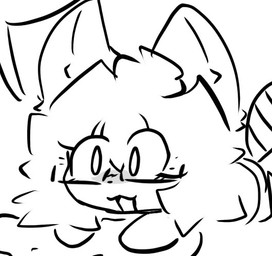 anthro big_ears chibi female lying_on_ground on_ground open_mouth solo spookicookiebox mammal procyonid raccoon monochrome