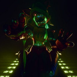 anthro bandage blood bodily_fluids covered_in_blood female glowing glowing_eyes kneeling machine reaching_towards_viewer solo anonamine five_nights_at_freddy's five_nights_at_freddy's:_security_breach scottgames steel_wool_studios roxanne_wolf animatronic canid canine canis mammal robot wolf 1:1 3d_(artwork) blender_(artwork) digital_media_(artwork) hi_res