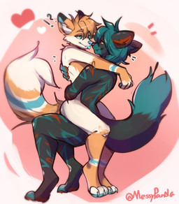 anthro blep cuddling duo femboy heart_symbol interrobang male male/male markings nude on_lap pawpads paws simple_background sitting_on_lap striped_markings striped_tail stripes tail tail_markings tongue tongue_out messypanda slash_(slashster) canid canine mammal 2024 digital_drawing_(artwork) digital_media_(artwork) hi_res signature