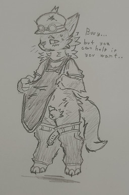 animal_genitalia anthro apron apron_aside balls belt blush canine_genitalia claws clothing eyewear fluffy fluffy_balls genitals goggles goggles_on_headwear grease_stains inviting male mechanic open_belt paws penis presenting presenting_penis sheath shirt shy solo topwear darthnear pixile_studios super_animal_royale iva_(darthnear) canid canine fox mammal super_fox_(sar) absurd_res hi_res sketch