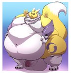 anthro balls belly big_balls big_belly genitals huge_balls humanoid_genitalia humanoid_penis male moobs morbidly_obese morbidly_obese_male obese obese_anthro obese_male overweight overweight_anthro overweight_male penis solo thick_thighs heftyotter bandai_namco digimon canid canine digimon_(species) fox mammal renamon absurd_res hi_res