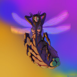 breasts dreadlocks female glowing glowing_eyes looking_at_viewer non-mammal_breasts solo emikochan blizzard_entertainment starcraft fan_character arthropod broodmother_(starcraft) hybrid insect zerg zerg_queen_(starcraft) 1:1 hi_res