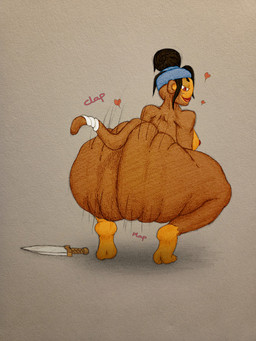 big_butt breasts brown_body butt feet female huge_butt huge_thighs hyper hyper_butt looking_back melee_weapon nude nude_female solo sword thick_thighs twerking weapon nebulous5 bloons_tower_defense ninja_kiwi sauda_(bloons) haplorhine mammal monkey primate 2025 absurd_res hi_res