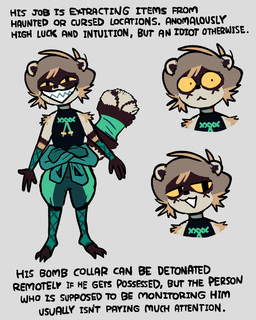 anthro bomb_collar clothing collar grin male shirt smile solo text topwear yellow_eyes shen_comix shen_(shen_comix) mammal procyonid raccoon 4:5 absurd_res english_text hi_res model_sheet
