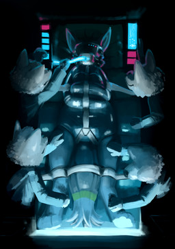 ambiguous_gender anthro bdsm bondage bound clothed clothing feeding_tube fur glistening group harness hypnosis hypnotic_clothing hypnotic_visor latex male markings medical_instrument mind_control muzzle_(object) muzzled restraints scientific_instrument straitjacket striped_markings striped_tail stripes tail tail_markings visor sexotheque nintendo pokemon sexotheque_(copyright) canid canine eeveelution generation_2_pokemon mammal pokemon_(species) umbreon 2018 digital_drawing_(artwork) digital_media_(artwork) hi_res
