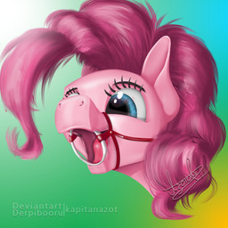 bridle female gag solo kapitanazot friendship_is_magic hasbro my_little_pony pinkie_pie_(mlp) equid equine horse mammal pony absurd_res hi_res