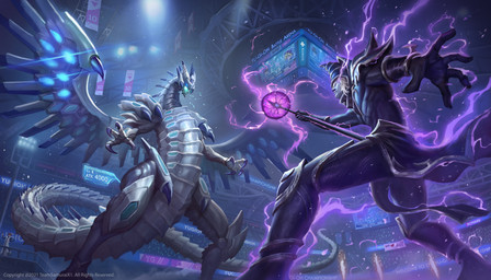 action_pose ambiguous_gender claws clothing detailed_background duo feral holding_object holding_staff lamp low-angle_view magic male open_mouth pose purple_clothing spread_wings stadium staff standing tail text wings ramza_ardyputra mythology yu-gi-oh! blue-eyes_max_dragon dark_magician dragon duel_monster human mammal mythological_creature mythological_scalie scalie 2021 absurd_res digital_media_(artwork) english_text hi_res
