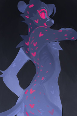 anthro chest_tuft closed_smile fur gradient_background grey_background grey_body grey_fur heart_(marking) heart_symbol looking_at_viewer male markings mouth_closed nude nude_anthro nude_male pink_body pink_eyes pink_fur simple_background smile solo spots spotted_body spotted_fur standing tail tuft loppifi wren_(loppifi) cheetah felid feline mammal 2022 absurd_res hi_res