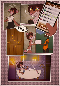 anthro duo eating_feces feces feces_in_mouth female female/female scatplay scaty lagomorph leporid mammal mouse murid murine rabbit rodent absurd_res comic hi_res