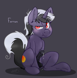 balls blush bodily_fluids cum cutie_mark embarrassed erection feral genital_fluids genitals hair hooves horn looking_at_viewer male multicolored_hair nude penis red_eyes simple_background sitting solo spread_legs spreading backsash hasbro my_little_pony mythology fan_character farran_height_(oc) equid equine mammal mythological_creature mythological_equine unicorn 2014 absurd_res hi_res