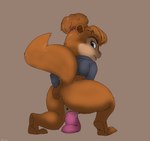 anthro anus bodily_fluids bottomless bottomless_female brown_body brown_hair butt claws clothed clothing dildo dildo_in_pussy dildo_insertion eyebrows female genital_fluids genitals hair hair_bun hand_on_butt hand_on_own_butt looking_at_viewer looking_back looking_back_at_viewer masturbation on_model open_mouth penetration pink_clothing pink_nose pink_shirt pink_topwear presenting presenting_hindquarters pussy pussy_juice_on_dildo raised_tail rear_view sex_toy sex_toy_in_pussy sex_toy_insertion shirt simple_background solo spread_anus spreading tail teeth topwear toying_self vaginal vaginal_fluids vaginal_masturbation vaginal_penetration young young_anthro young_female nanuna alvin_and_the_chipmunks alvin_and_the_chipmunks_(live-action) brittany_miller chipmunk ground_squirrel mammal rodent sciurid 2019