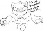 3_toes anthro anus blush dialogue feet female genitals hindpaw looking_at_viewer pawpads paws presenting pussy solo spread_pussy spreading talking_to_viewer text toes young young_anthro young_female unknown_artist hello_kiki hello_kitty_(series) les_kassos sanrio hello_kitty_(character) felid mammal english_text monochrome adult_(lore)